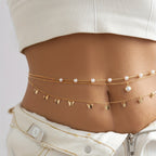 3 Pcs Mini Butterfly Faux Pearls Tassel Pendant Thin Chain Waist Chain Summer Beach Bikini Body Chain