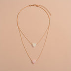 Acrylic Love Heart Pendant Double Layer Stacking Alloy Necklace For Women Girls