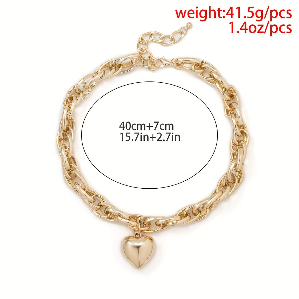 Women's Stylish Hip Hop Heart Chain Necklace - Add a Touch of Elegance to Your Look!