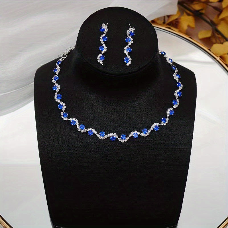 2pcs Elegant Zircon Jewelry Set - Silver Plated Necklace and Earrings for Weddings, Engagements, and Birthdays - Perfect Gift for Women and Girls