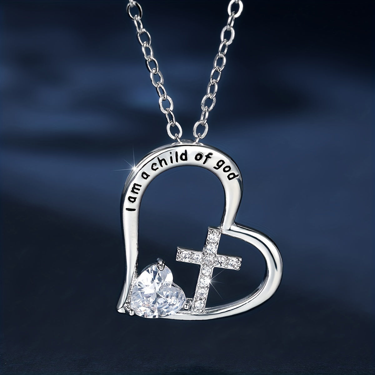 Stunning 18K Gold Plated Heart-Shaped Pendant with Cross Pattern Inlaid with Zircon - Perfect Mother's Day Gift!