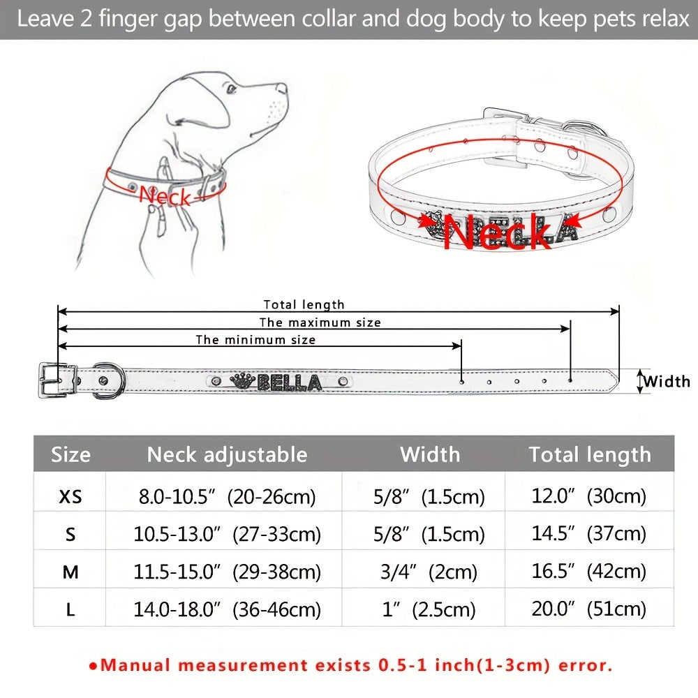 Personalized Dog Collar PU Leather Puppy Cat ID Collars With Rhinestone Heart Star Shaped Dog Accessory For Small Medium Dogs