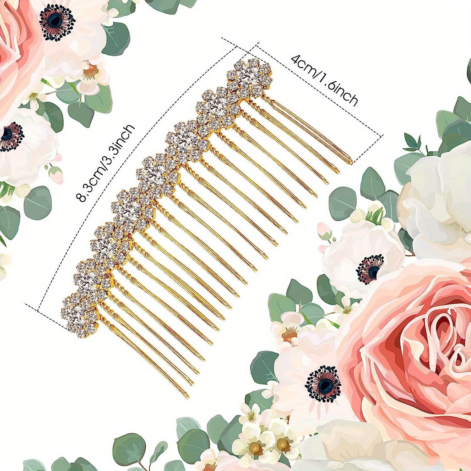 Alloy Rhinestone Side Hair Comb, Flower Crystal Hair Clip, Wedding Hair Comb, Bridal Jewelry Hair Accessories Suitable For Women Girls