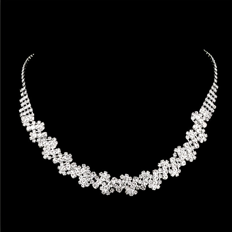 2 pcs Elegant Rhinestone Choker Necklace and Drop Earrings Set for Women - Perfect for Prom, Weddings, and Photography Props