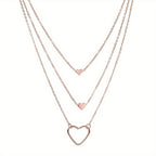 Stylish Alloy Heart Pendant Multilayer Stacking Ladies Necklace Jewelry Gift