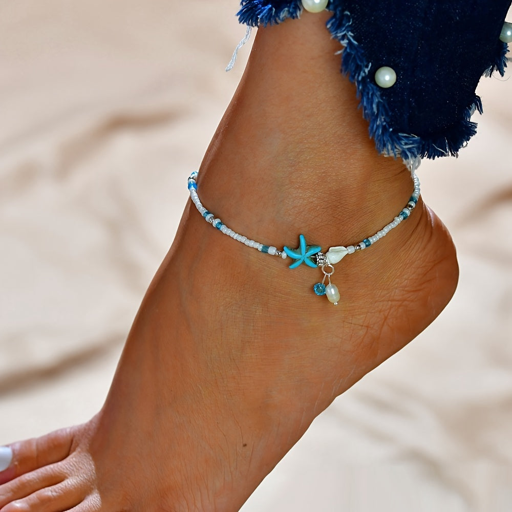 Add a touch of beachy elegance with our Starfish Beaded Anklet - Perfect for Women and Girls to wear on Summer Days!