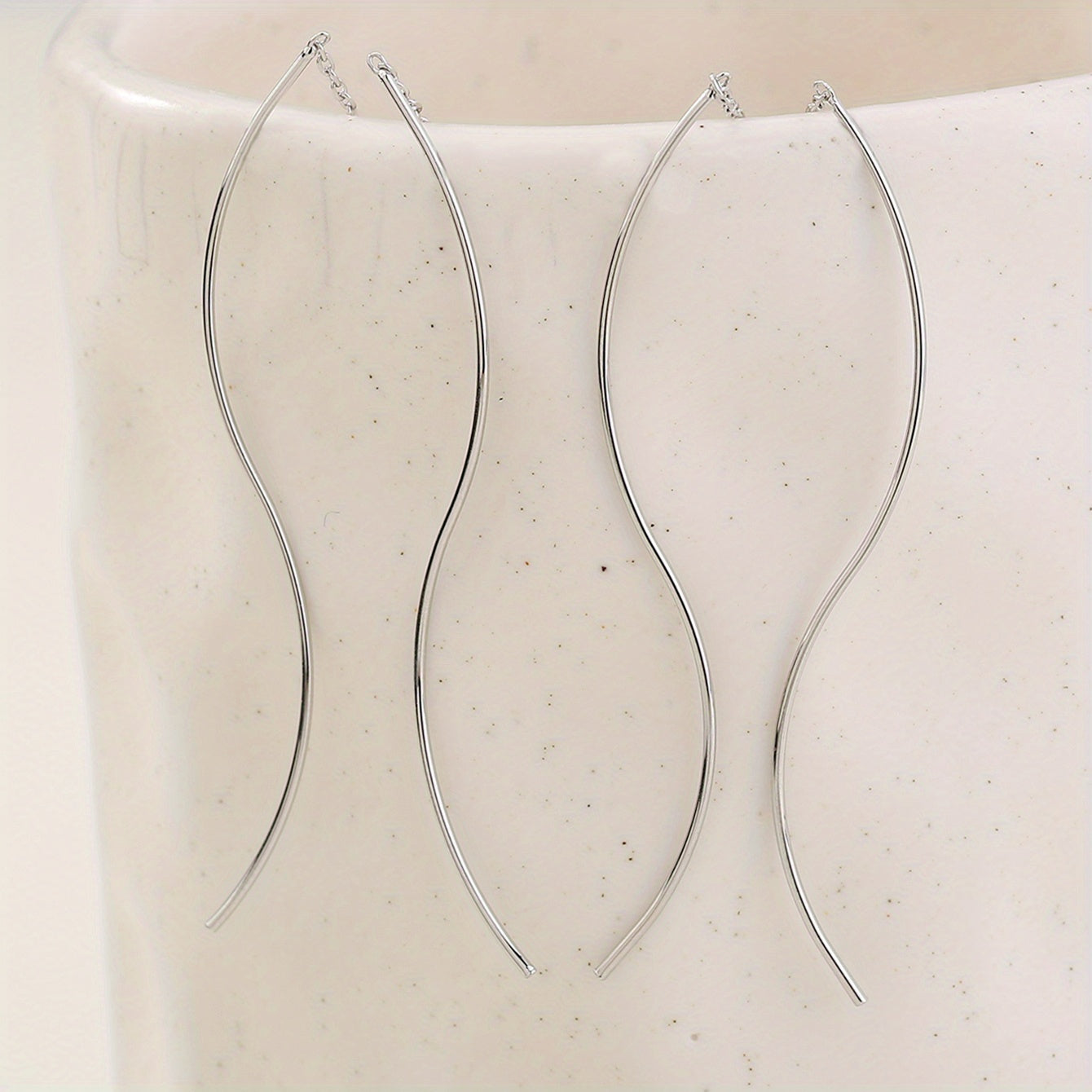 Elevate Your Style with our Elegant Long Tassel Threader Earrings - Wave Shaped Design