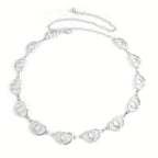 Elegant Bling Bling Double Love Heart Waist Chain Belt Inlaid Shiny Rhinestone Simple Style Body Chain