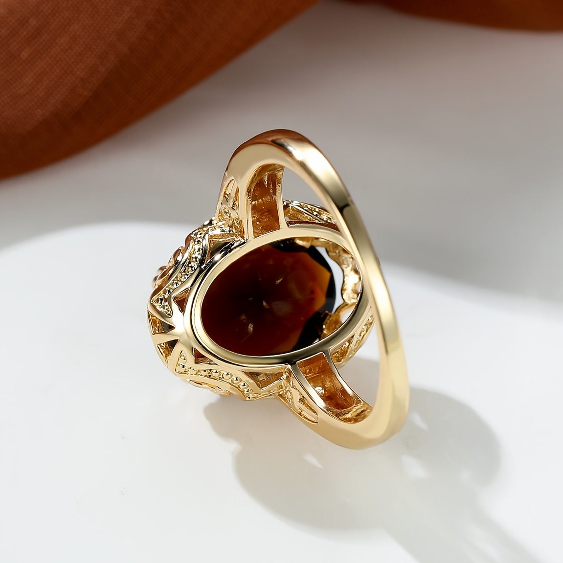 Luxury Oval Zircon Finger Ring 18K Gold Plated Antique Vintage Golden Color Wedding Rings