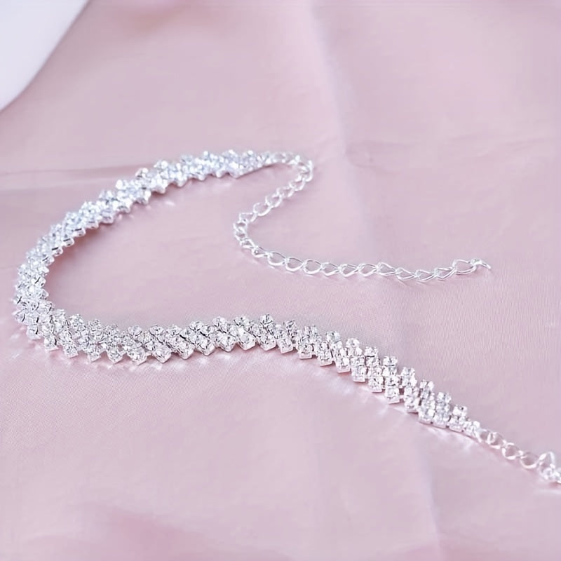 Shine Bright Like a Diamond with Our Rhombus Rhinestone Tennis Chain Anklet - Perfect for Beach, Wedding and Shiny Decoration!