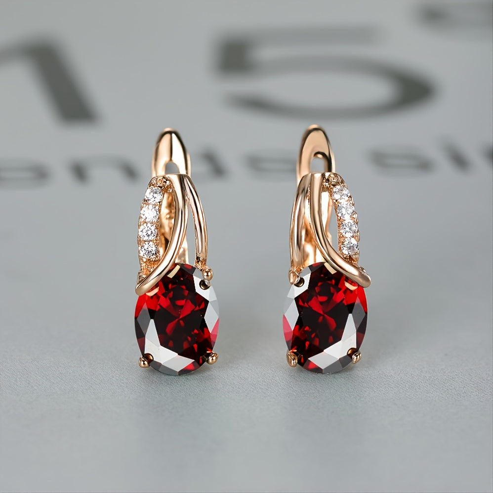Vintage Oval Cut Marble Zircon Earrings - Perfect for Bridesmaids and Weddings