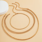 Complete Your Look with 3 Layered Silver Twist Rope Chain Necklaces with Rhinestones