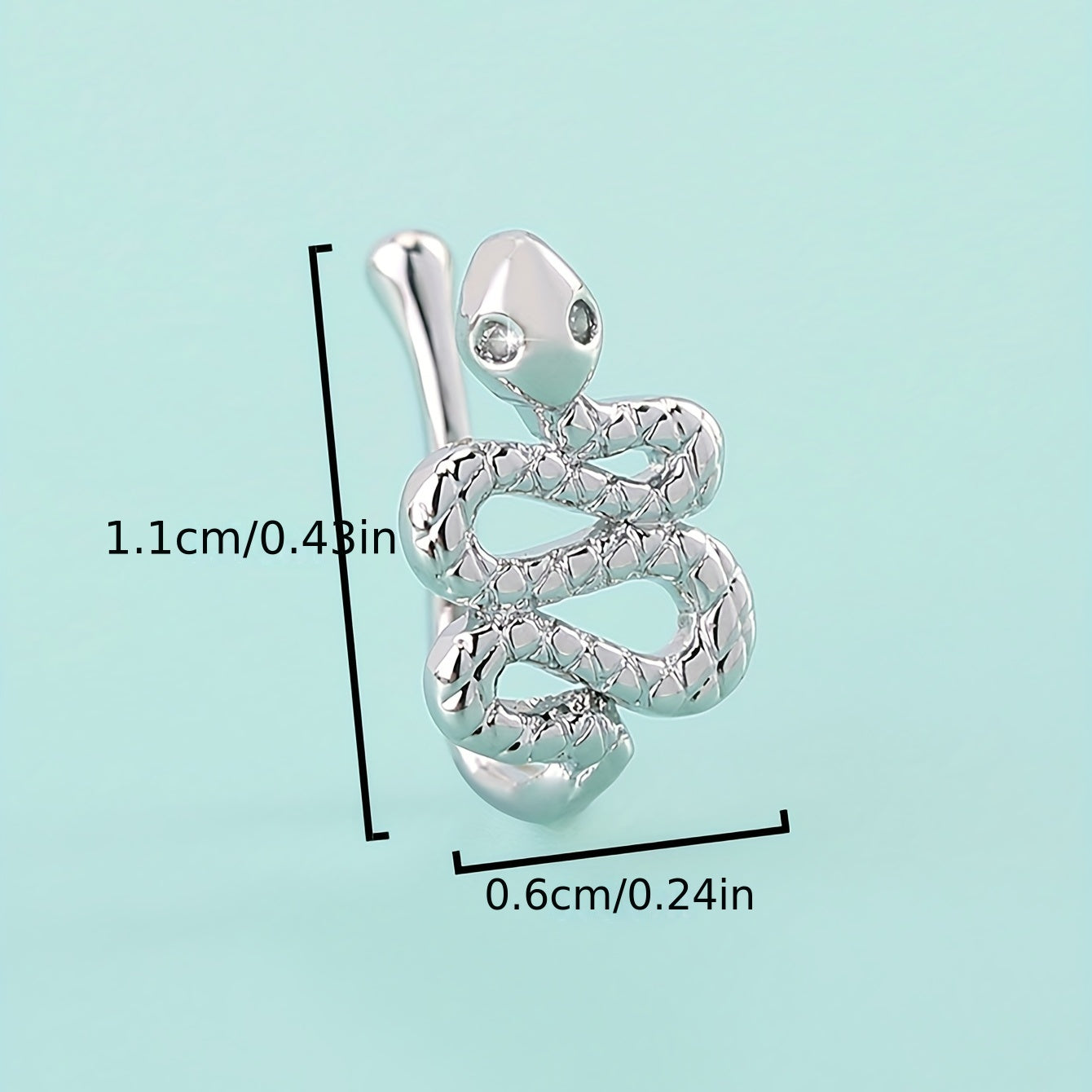 1pc Inlaid Shiny Zircon Snake Shape Clip On Nose Ring Simple Punk Style Fake Piercing Nose Ring