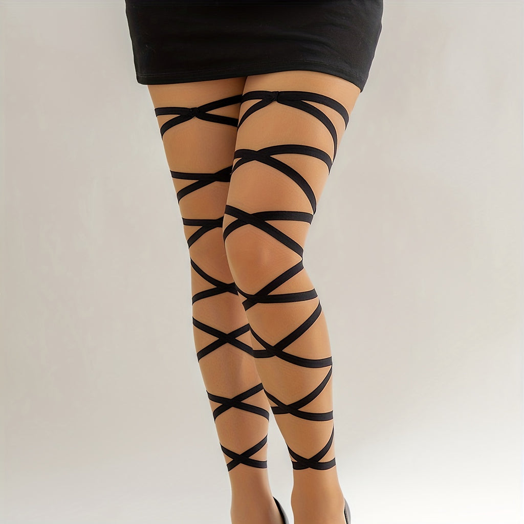 1 Pc Elastic Crisscross Strappy Leg Chain Punk Style Body Chain Jewelry