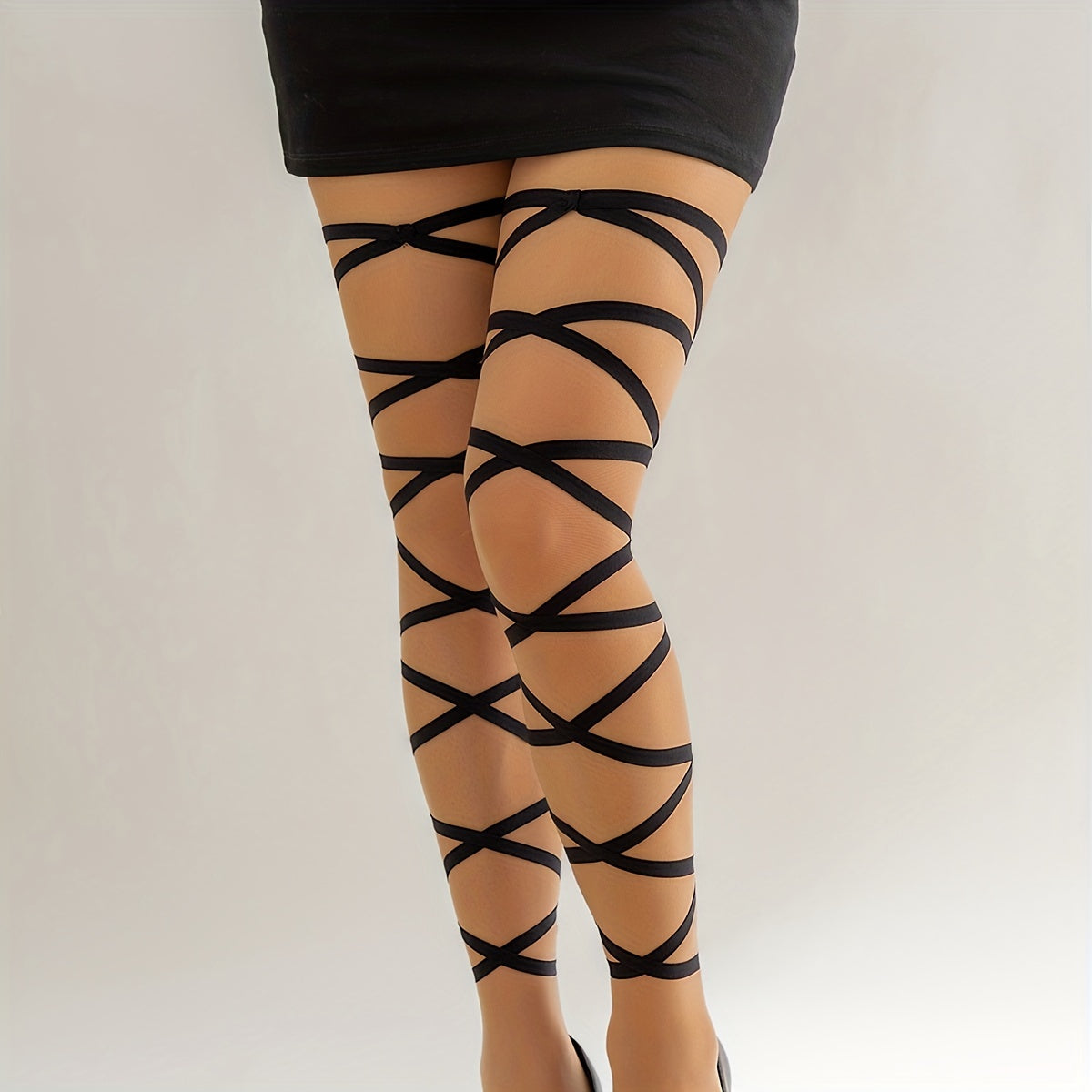 1 Pc Elastic Crisscross Strappy Leg Chain Punk Style Body Chain Jewelry