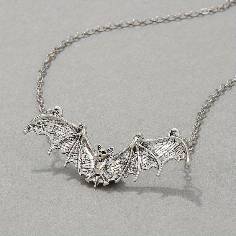 Halloween Gothic Style Black Bat Personality Hip Hop Necklace, Holiday Party Cosplay Jewelry Gift