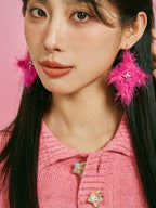 LB Hand Crochet "Star" Earrings 'Four Pointed Star' Ear Clip LOJL85