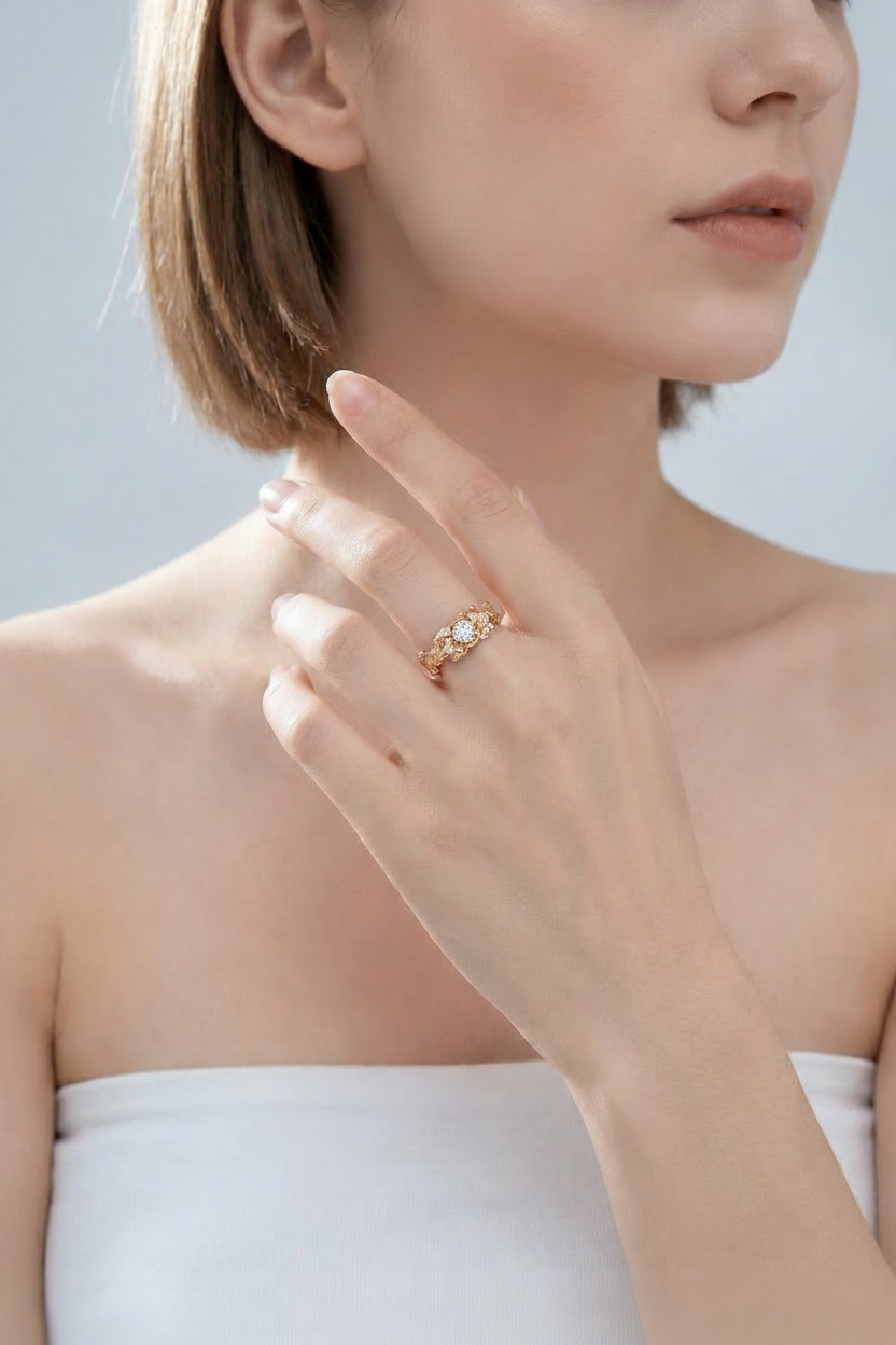 Fortune Knot CZ Ring - Corrected Model Shot