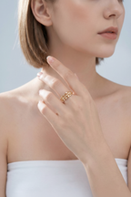 Gold Floral Lace Open Ring Model Shot