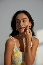 Model - Double Heart Earrings & Heart Ring