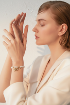 Pearl Star Charm Bracelet on Model Wrist