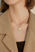 Rose Medallion Necklace on Model