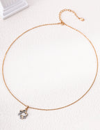 S925 Silver Vintage Interlocking Star Zirconia Necklace LOJ01