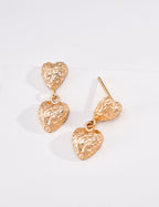 S925 Silver Vintage Matte Heart Stud Earrings LOJ06
