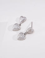 S925 Silver Vintage Matte Heart Stud Earrings LOJ06