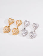 S925 Silver Vintage Matte Heart Stud Earrings LOJ06