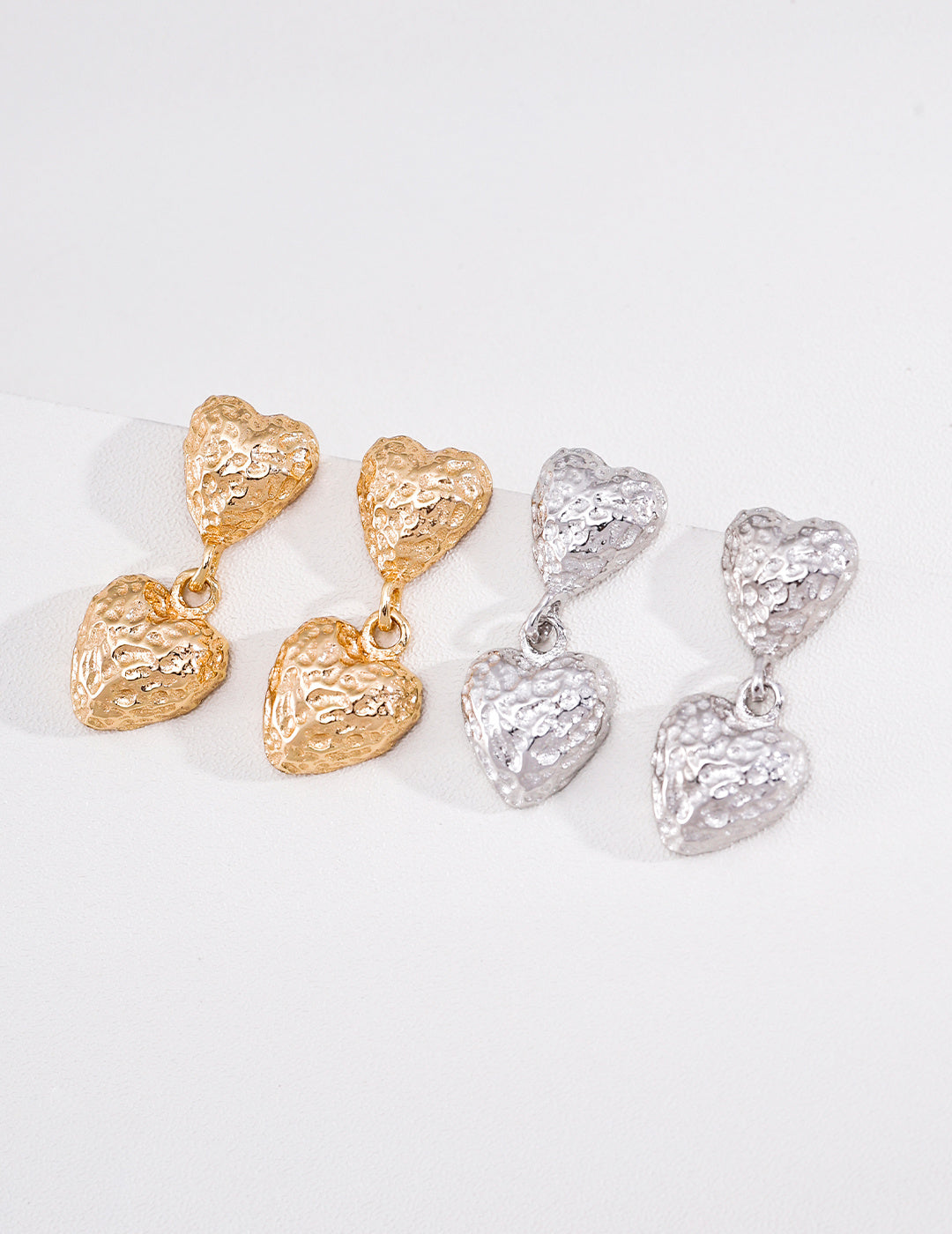 S925 Silver Vintage Matte Heart Stud Earrings LOJ06