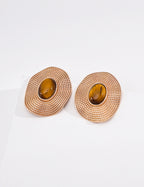 S925 Silver Tiger's Eye Mother-of-Pearl Earrings LOJ08