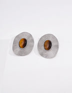 S925 Silver Tiger's Eye Mother-of-Pearl Earrings LOJ08