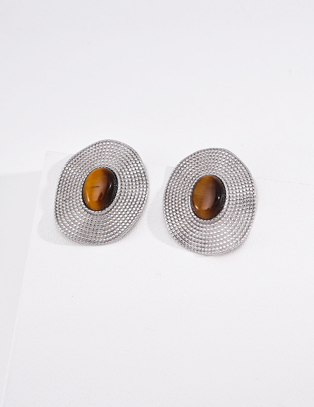 S925 Silver Tiger's Eye Mother-of-Pearl Earrings LOJ08