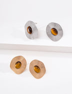 S925 Silver Tiger's Eye Mother-of-Pearl Earrings LOJ08
