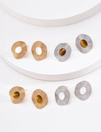 S925 Silver Tiger's Eye Mother-of-Pearl Earrings LOJ08