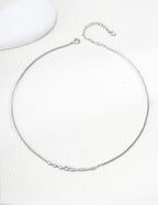S925 Silver Pearl and Cubic Zirconia Necklace with Fluid Design LOJ11