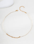 S925 Silver Pearl and Cubic Zirconia Necklace with Fluid Design LOJ11