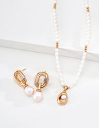 S925 Silver Natural Pearl Necklace with Fluid Pendant LOJ15