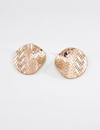 S925 Silver Woven Texture Zirconia Disc Stud Earrings LOJ19