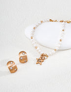 S925 Silver Natural Pearl Bracelet with Star & CZ Charms LOJ21