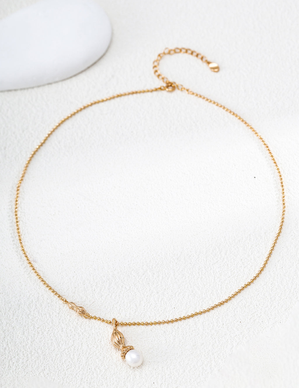 S925 Silver Pearl Necklace with Peanut & Gourd Pendant LOJ22