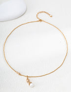 S925 Silver Pearl Necklace with Peanut & Gourd Pendant LOJ22