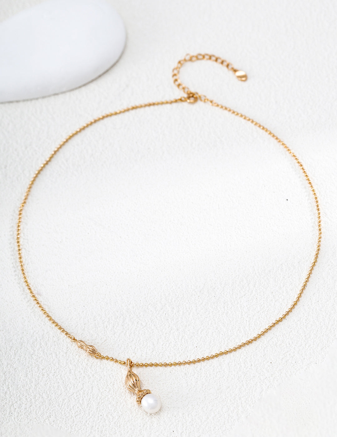 S925 Silver Pearl Necklace with Peanut & Gourd Pendant LOJ22