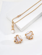 S925 Silver Pearl Necklace with Peanut & Gourd Pendant LOJ22