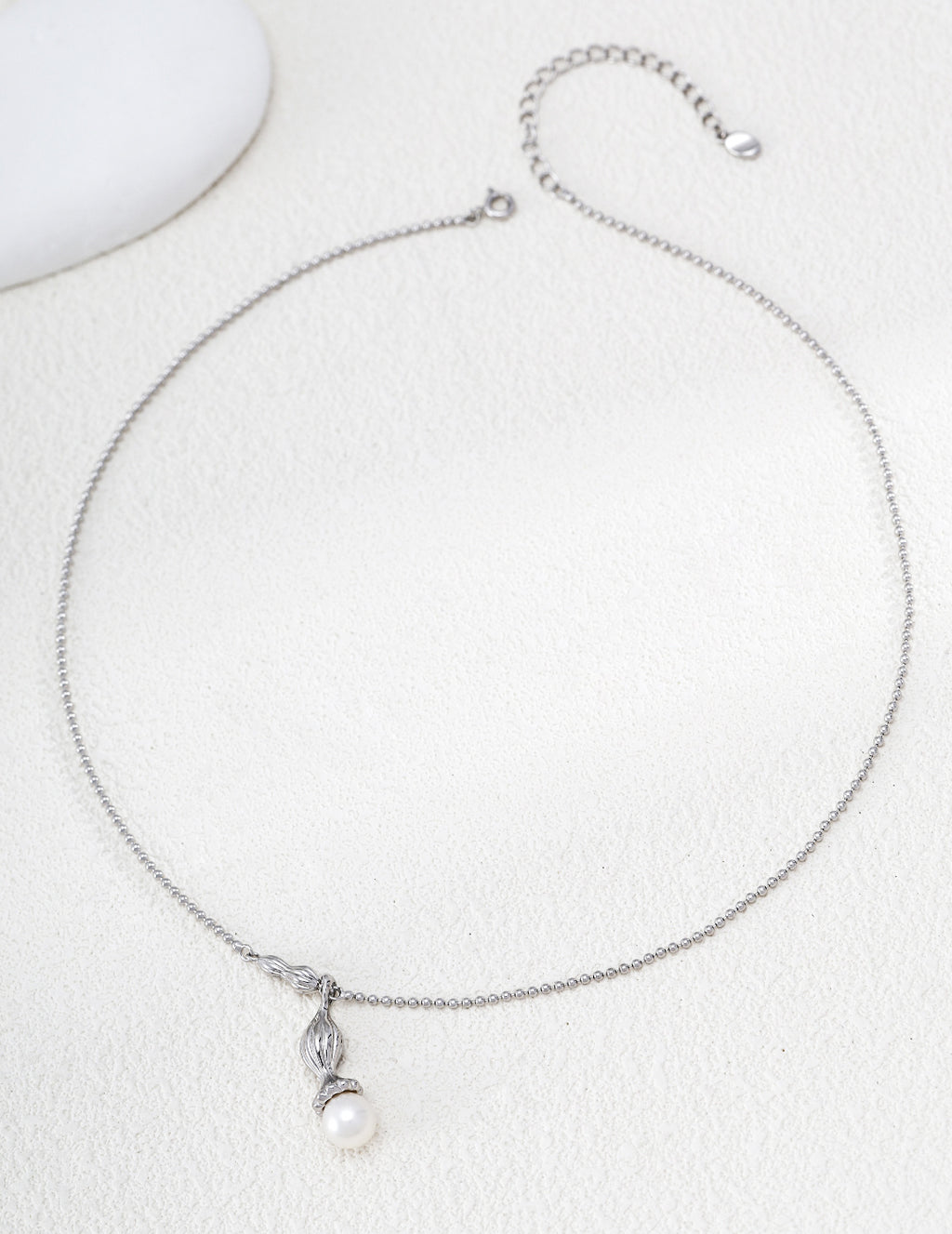 S925 Silver Pearl Necklace with Peanut & Gourd Pendant LOJ22