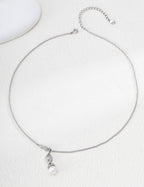 S925 Silver Pearl Necklace with Peanut & Gourd Pendant LOJ22