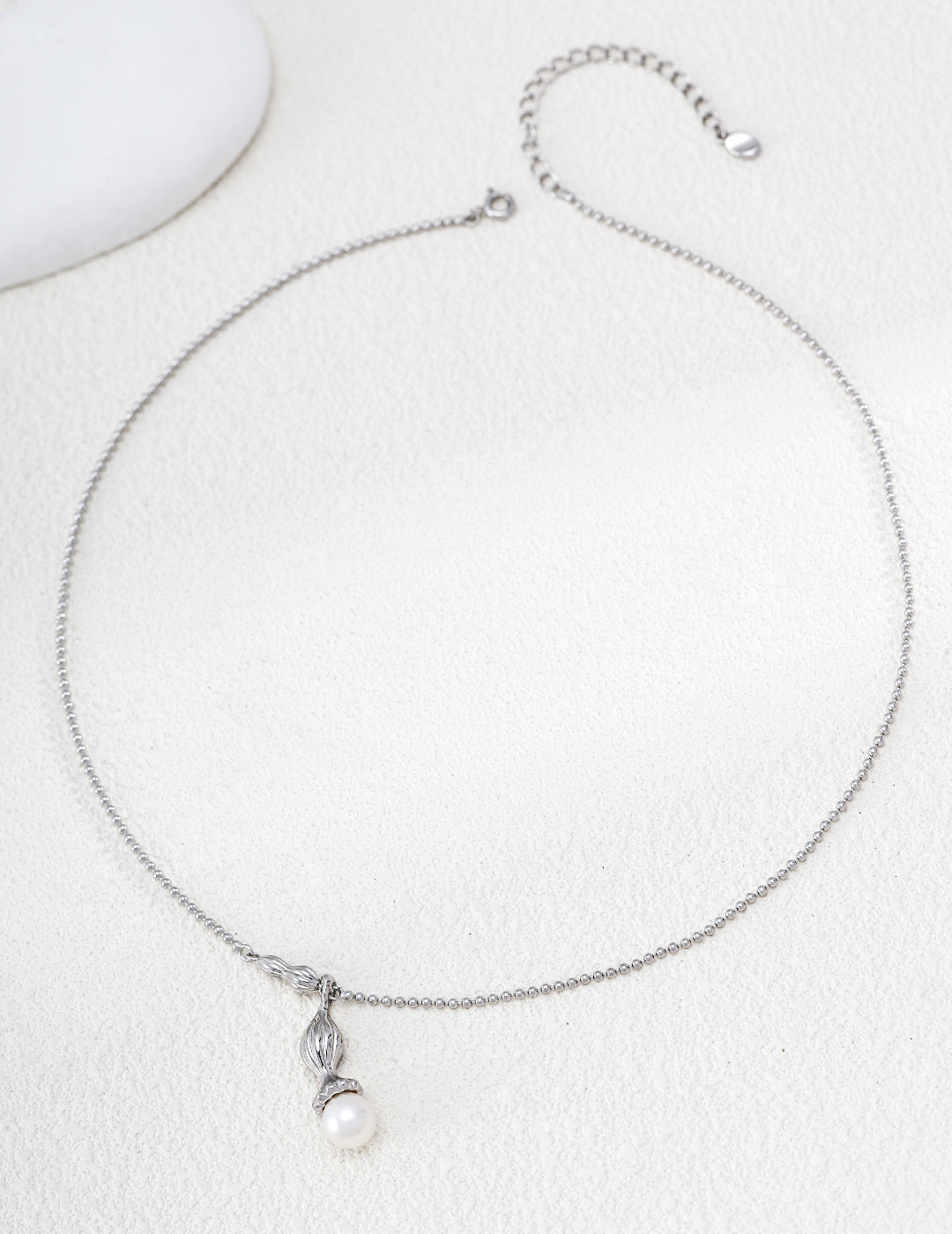 S925 Silver Pearl Necklace with Peanut & Gourd Pendant LOJ22