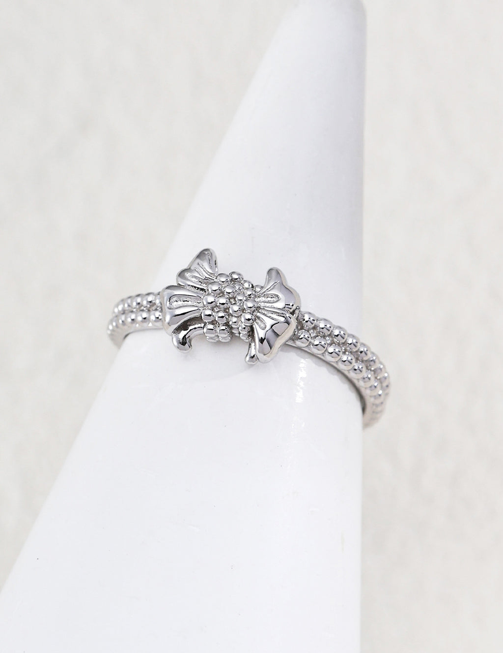S925 Silver Vintage Bow Open Ring LOJ28