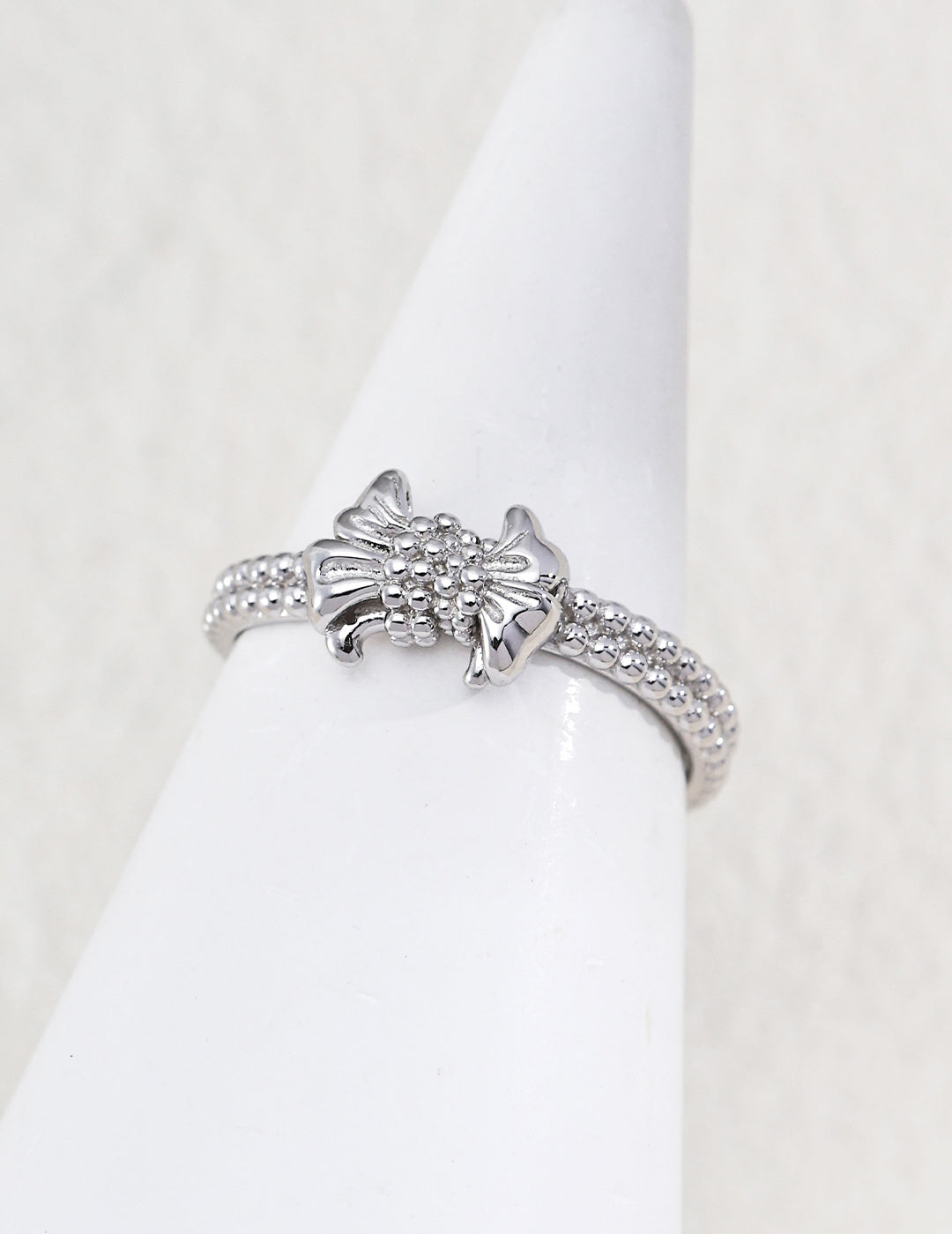 S925 Silver Vintage Bow Open Ring LOJ28